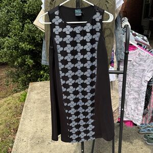 Gabby Skye Black Mini Dress with White Geometric Front Panel